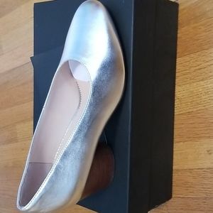 Jcrew metallic block heel pumps